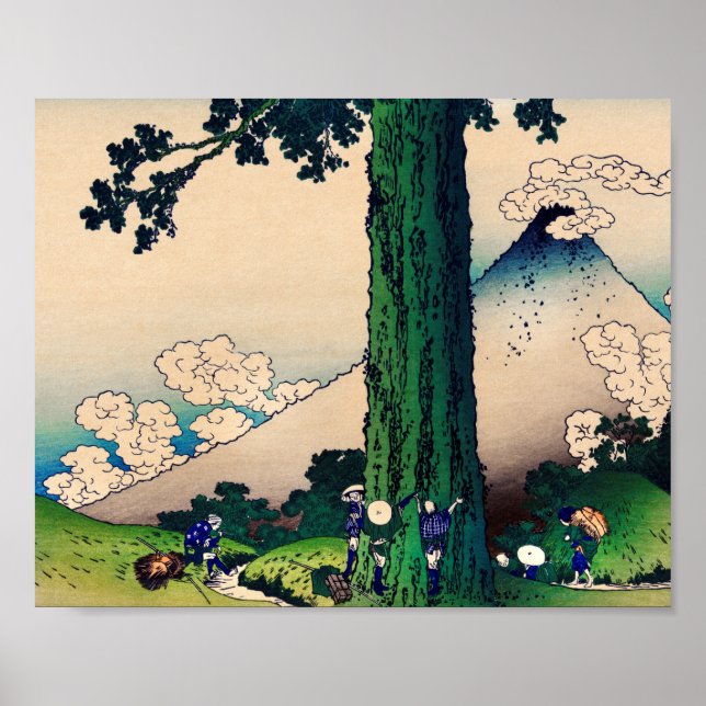 Mishima Pass i Kai-provinsen av Katsushika Hokusai Poster (Framsidan)