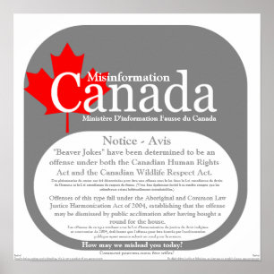 Misinformation Kanada - Beaver Jokes Notice Poster