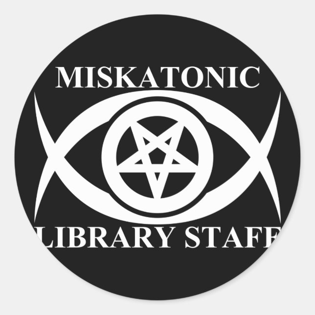 MISKATONIC BIBLIOTEK PERSONAL RUNT KLISTERMÄRKE (Framsida)