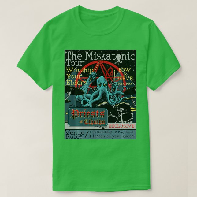 Miskatonic our Cthulhu Drummer Sten Concert Horror T Shirt (Design framsida)