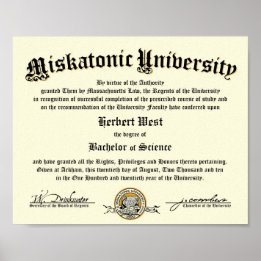 Miskatonic Universiteten Diploma Poster