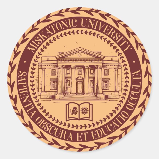 Miskatonic Universiteten Seal Runt Klistermärke (Framsida)
