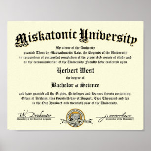 Miskatonic universitetendiplom poster
