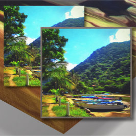 Mismaloya Boats vid floden 0350 Art Canvastryck