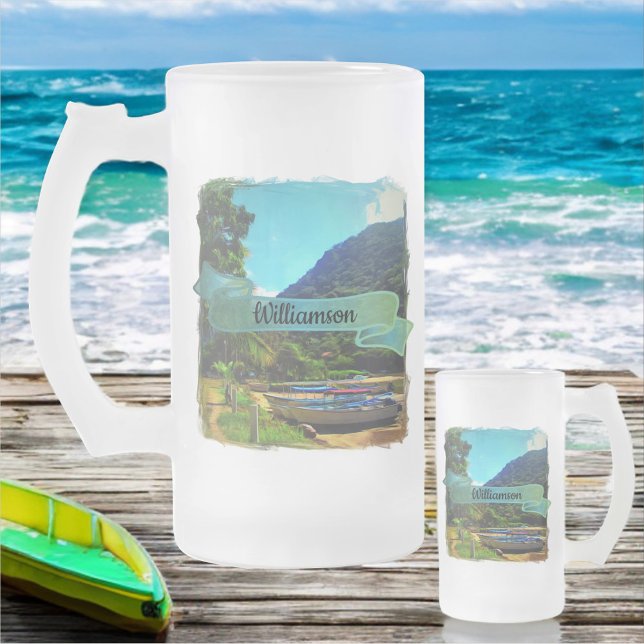 Mismaloya Boats vid floden 0350 Frostat Ölglas (Skapare uppladdad)
