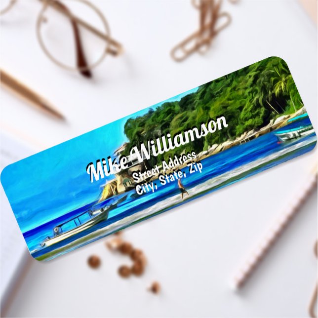 Mismaloya Fishing Boats 0346 Adress Returadress Etikett (Skapare uppladdad)