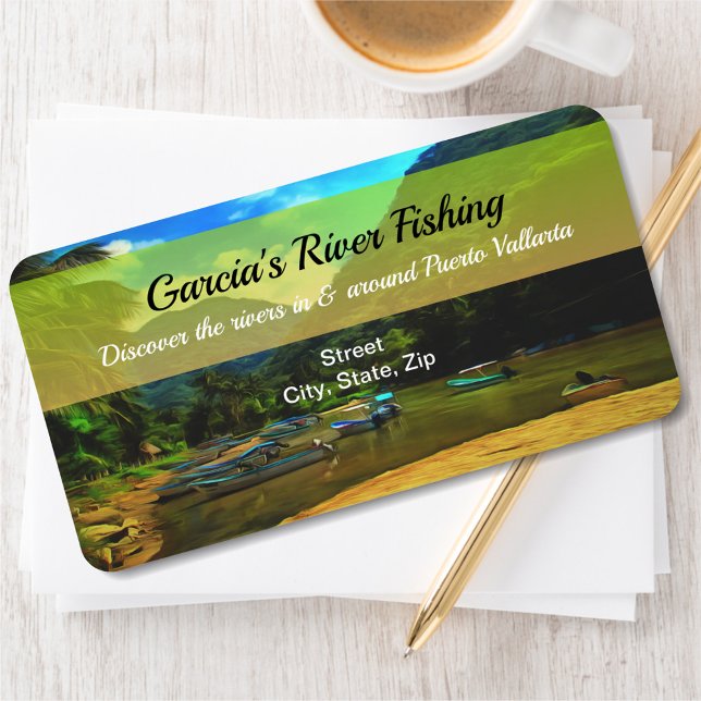 Mismaloya River Fishing Boats 0344 Adress Adressetikett (Skapare uppladdad)