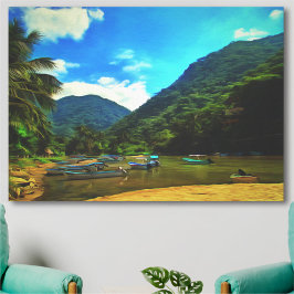 Mismaloya River Fishing Boats 0344 Art. Canvastryck