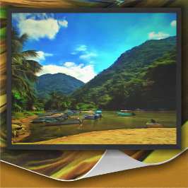 Mismaloya River Fishing Boats 0344 Art Skriv ut Poster