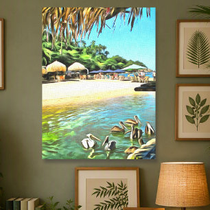 Mismaloyafloden möter Banderas Bay-stranden 0330 K Canvastryck