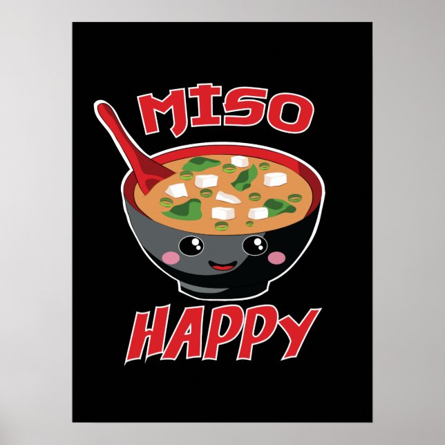Miso Happy Funny Food Kawaii Poster (Framsidan)
