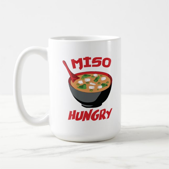 Miso Hungrig Funny Food Kawaii Kaffemugg (Vänster)