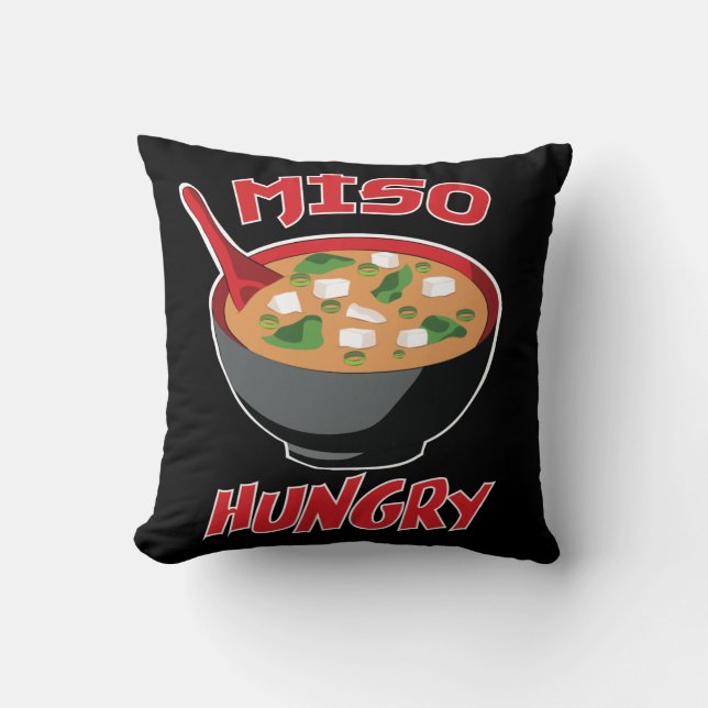 Miso Hungrig Funny Food Kawaii Kudde (Framsida)