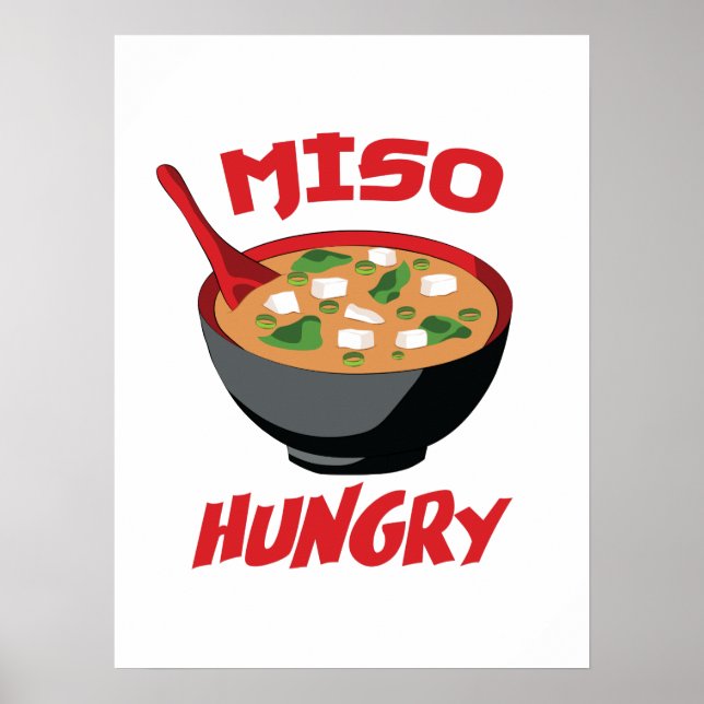 Miso Hungrig Funny Food Kawaii Poster (Framsidan)