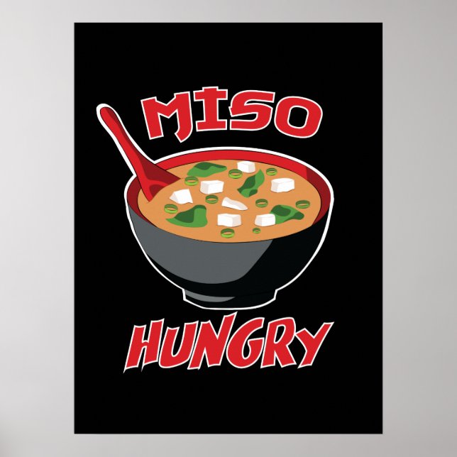 Miso Hungrig Funny Food Kawaii Poster (Framsidan)