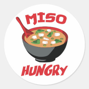 Miso Hungrig Funny Food Kawaii Runt Klistermärke