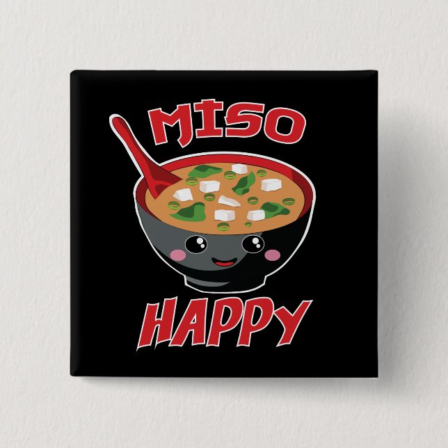 Miso Lycklig Funny Food Kawaii Knapp (Framsida)