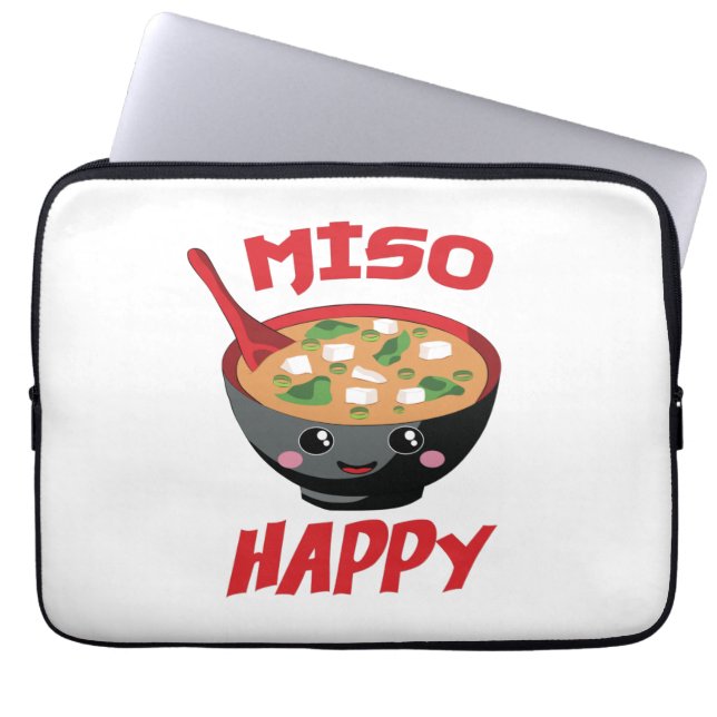 Miso Lycklig Funny Food Kawaii Laptop Fodral (Framsidan)