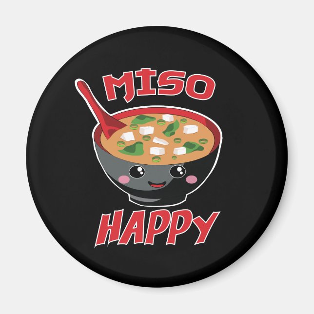 Miso Lycklig Funny Food Kawaii Magnet (Framsidan)