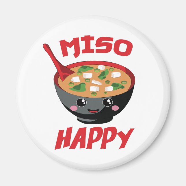 Miso Lycklig Funny Food Kawaii Magnet (Framsidan)