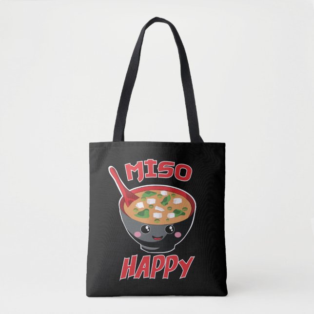 Miso Lycklig Funny Food Kawaii Tygkasse (Framsida)