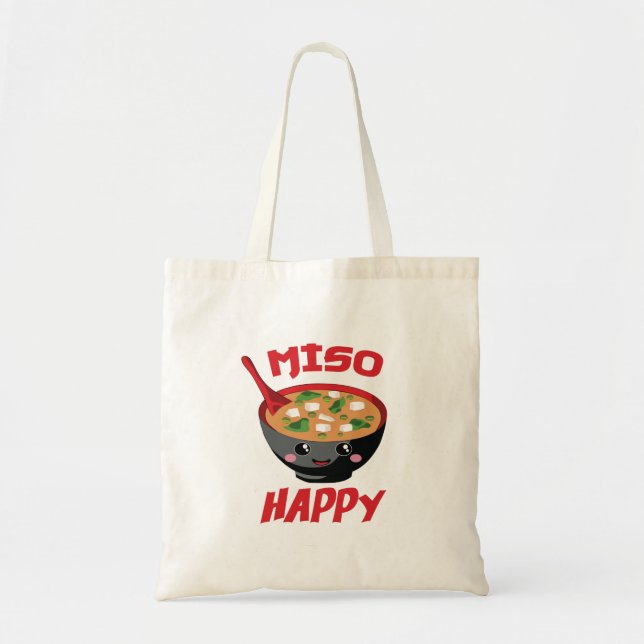 Miso Lycklig Funny Food Kawaii Tygkasse (Framsidan)