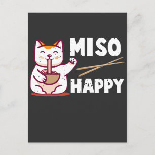 Miso Lycklig japansk Cat Lover Ramen Pun Vykort