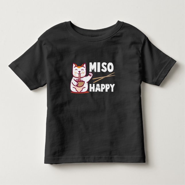 Miso Lycklig japansk katt Lover Ramen Pun T Shirt (Framsida)