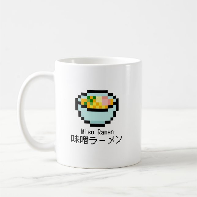 Miso Ramen Retro Pixel Art Kaffemugg (Vänster)
