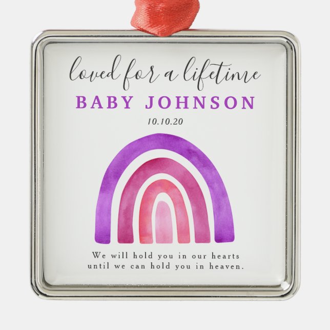 Misriage Baby Loss Rainbowminne Julgransprydnad Metall (Framsidan)