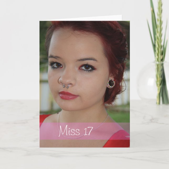 Miss 17, 17:e födelsedagarkortet för foto helgkort (Framsida)