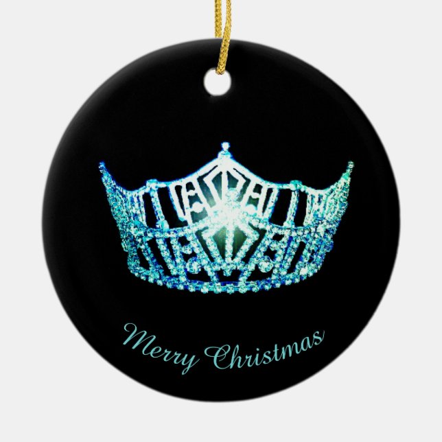 Miss America Aqua Krona Round Ornament (Framsidan)
