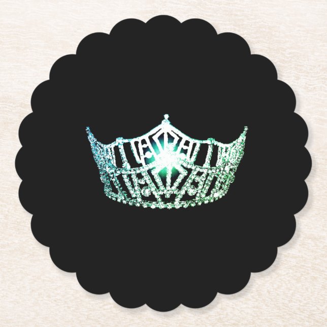 Miss America Aqua Krona Sclpd Papper Underlägg (Framsida)