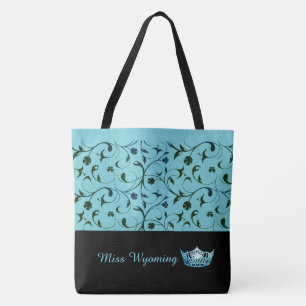 Miss America Aqua Krona Tote Bag Grönt Scrolls Tygkasse