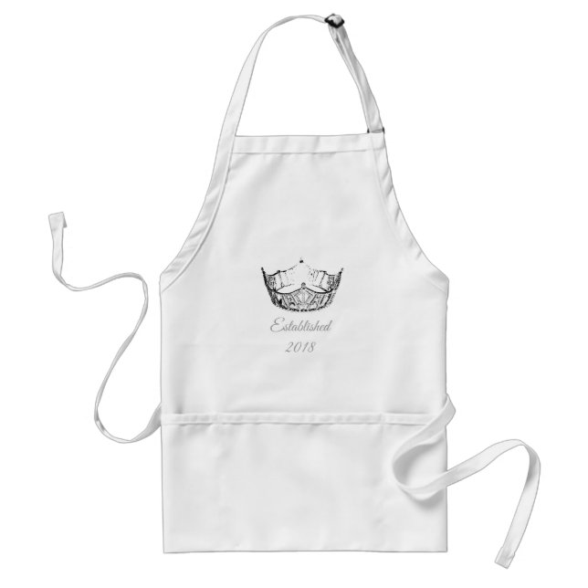 Miss America B&W Krona Apron-datum fastställt Förkläde (Framsidan)