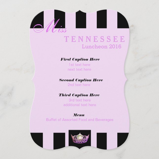 Miss America Black Rand Luncheon Program Card (Framsida)