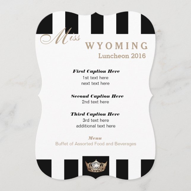 Miss America Black Rand Luncheon Program Card (Framsida)