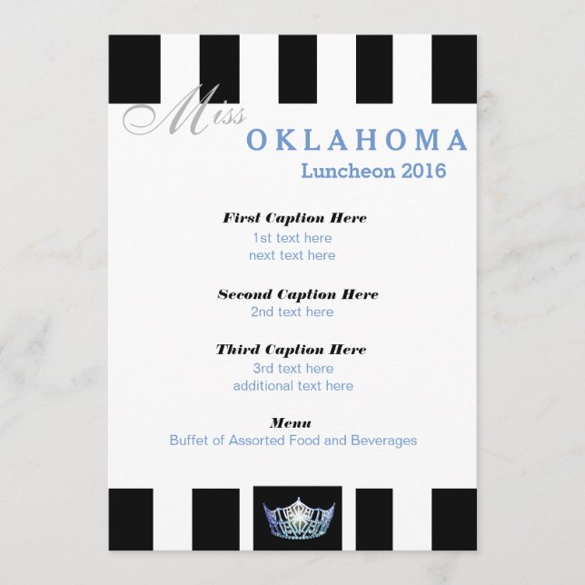 Miss America Black Rand Luncheon Program Card (Framsida)
