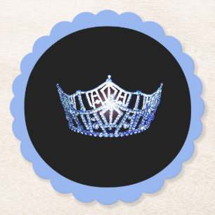 Miss America Blue Krona Scalloped Papper Underlägg