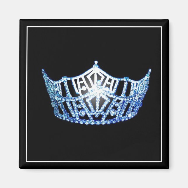Miss America Blue Krona Square Magnet (Framsidan)