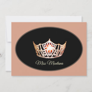 Miss America Flat Note Card-Guld Krona/Peach Anteckningskort