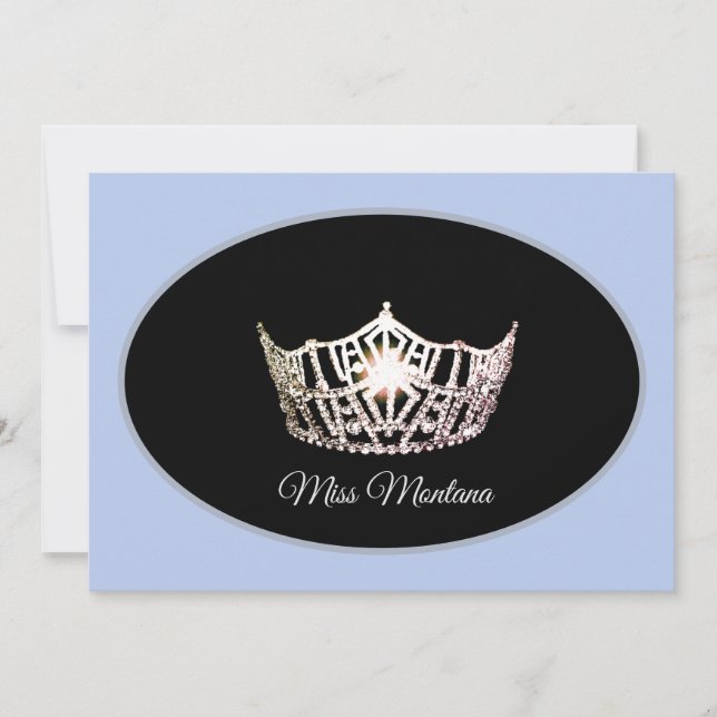 Miss America Flat Note Card-Silver Krona/Baby blue Anteckningskort (Framsida)