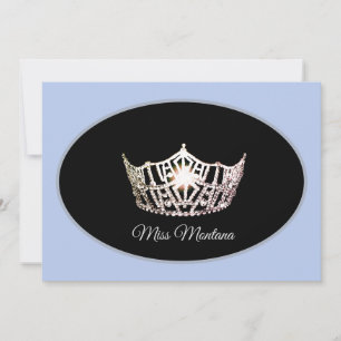Miss America Flat Note Card-Silver Krona/Baby blue Anteckningskort