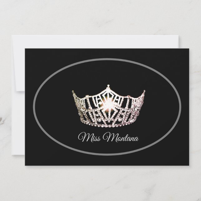 Miss America Flat Note Card-Silver Krona/Black Anteckningskort (Framsida)