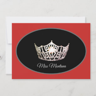 Miss America Flat Note Card-Silver Krona/Red Anteckningskort