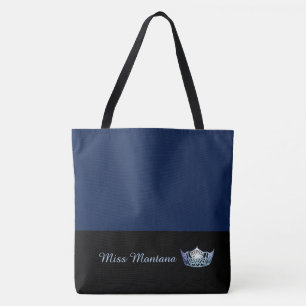 Miss America Frost Blue Krona Tote Bag Large Navy Tygkasse
