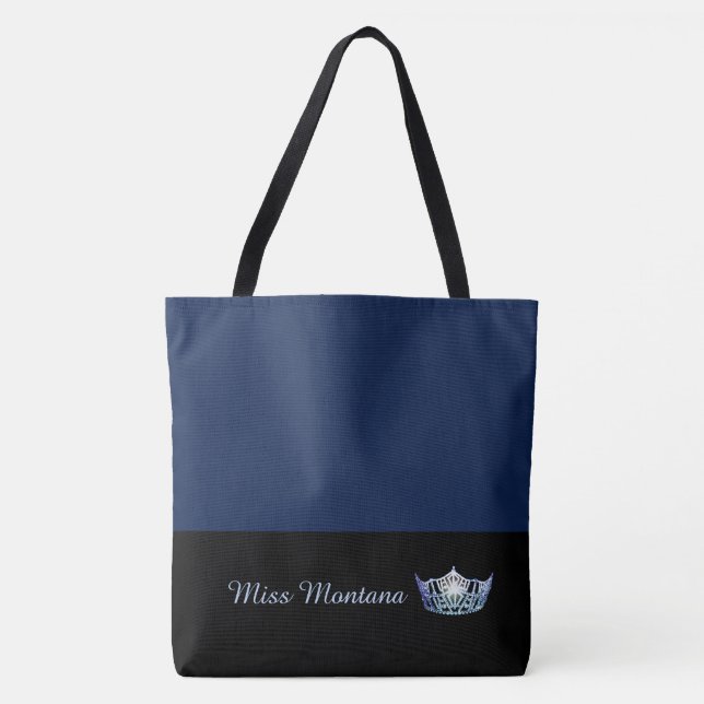 Miss America Frost Blue Krona Tote Bag Large Navy Tygkasse (Framsida)