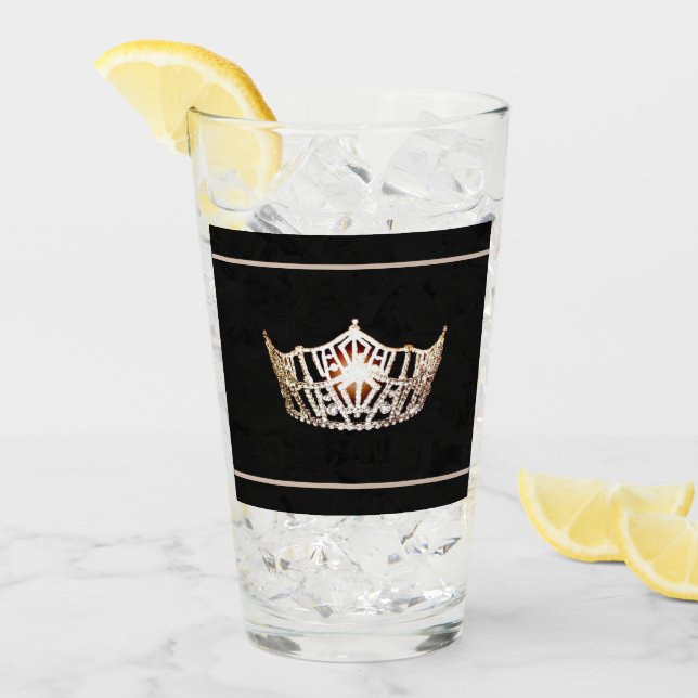 Miss America Guld Krona Glass Glaskopp (Framsida Ice)