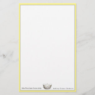 Miss America Krona & Custom Name Stationery Lakan Brevpapper