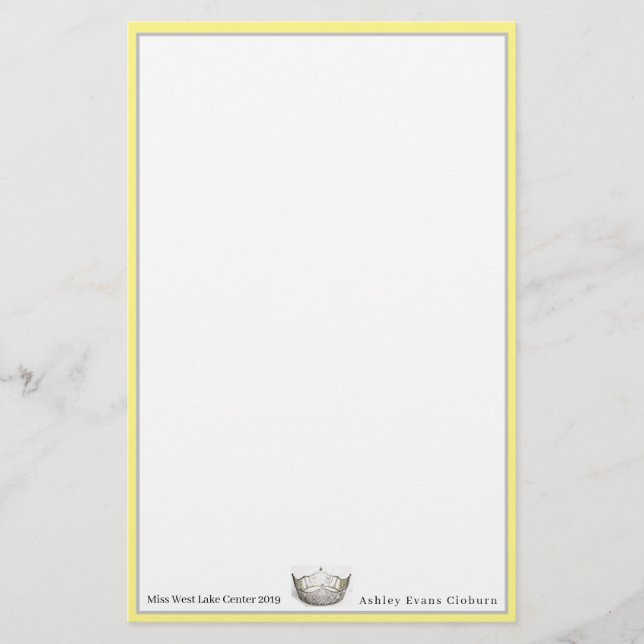 Miss America Krona & Custom Name Stationery Lakan Brevpapper (Framsida)